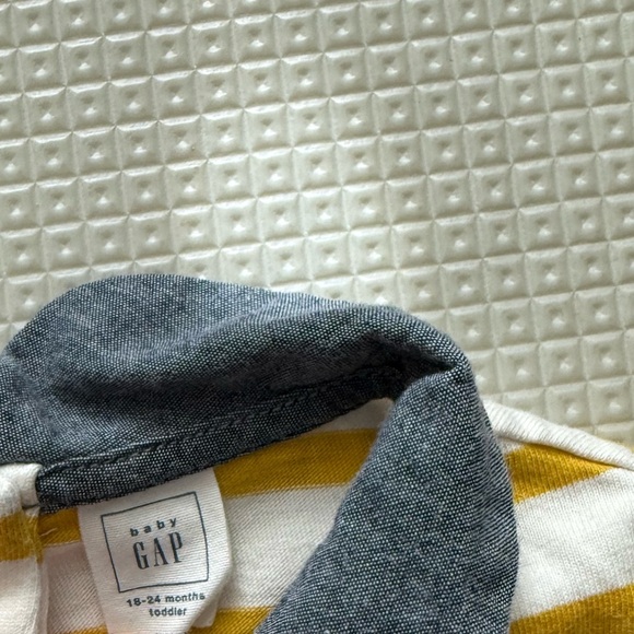 GAP|Baby girl,toddler Yellow striped Long Sleeve Top, Peterpan collar•••preppy - Picture 6 of 6